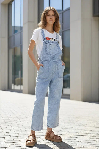 Jardinero Enterito Denim Jean Nevado Celeste Jean Nevado M