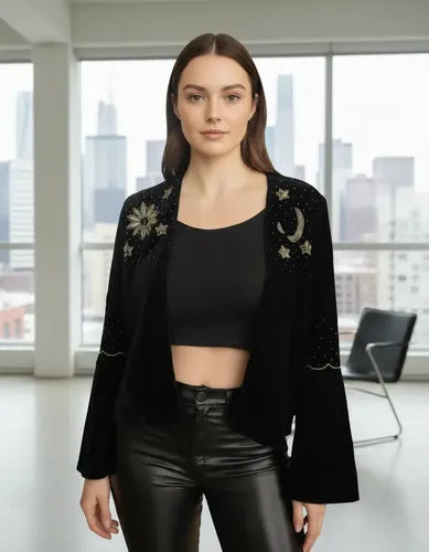 Chaqueta Saco Bordado Importado India Velvet Boho Oxford