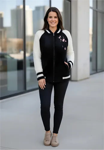 Campera Bomber Importada Bordada Pelo De Mono Extra Suave