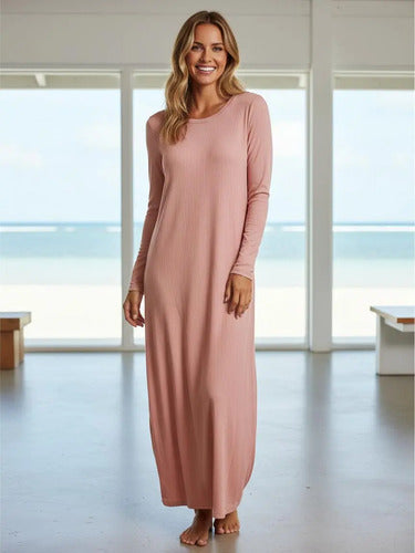 Vestido Morley Largo Básico Con Bolsillos Talle Amplio