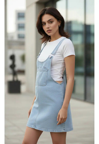 Vestido Jardinero De Jean Denim Nuevo 2da Selección