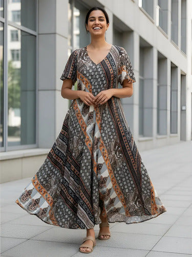 Vestido Largo Hindú Fiesta Importado India Talle Grande Xxxl