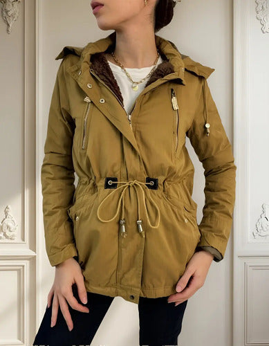 Campera Militar Parka  Forrada Importada  Verde Musgo S Liso