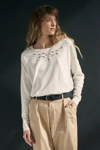 Sweater Bordado Importado (527) Modelo Grande Gris Liso Único