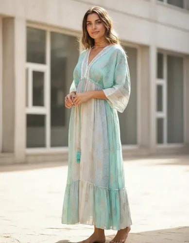 Vestido Largo De India Con Lurex