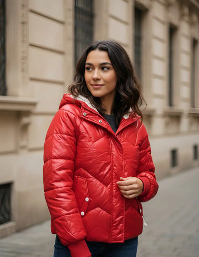 Campera De Abrigo Puffer Importada Over Metalizada
