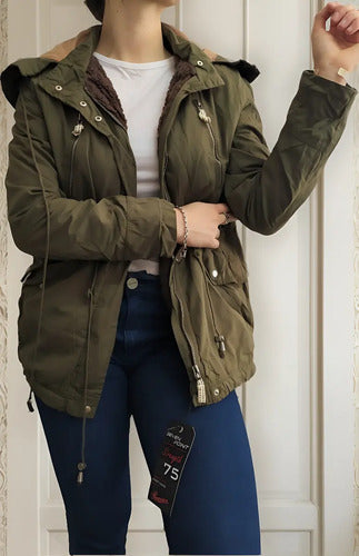 Campera Militar Parka  Forrada Importada  Verde Musgo S Liso