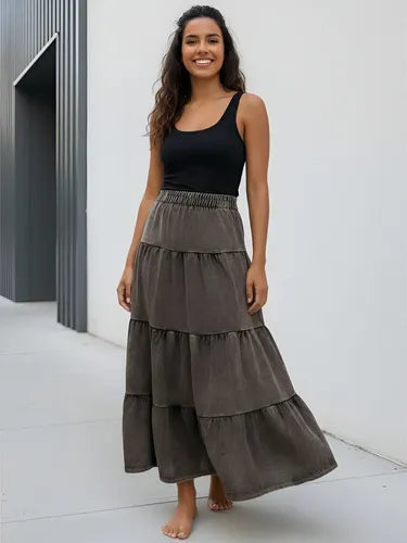Falda Pollera Paisana Negro Nevado De Jogging Negro Batik Único