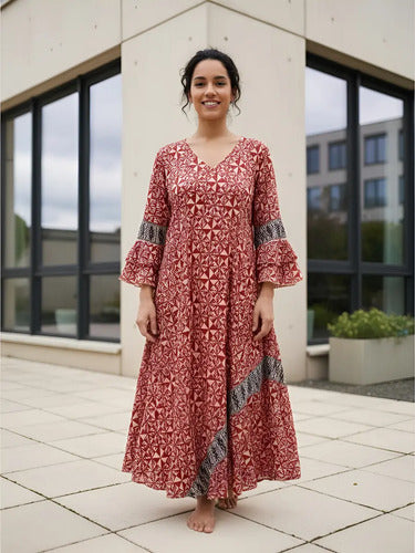 Vestido De India De Algodón Modelo Grande Hasta  Xxxl