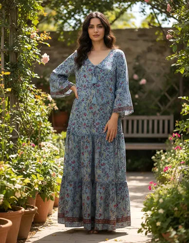 Vestido Seda Hindú India Fiesta