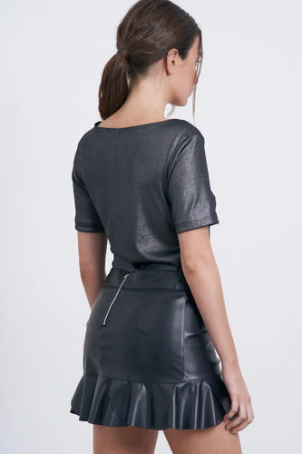 Blusa Remera Manga Corta Morley Metalizado