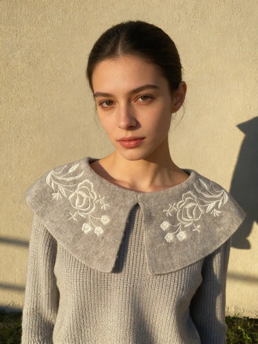 Sweater Tejido Folk  Modelo Amplio Cod. 05 Gris Liso Único