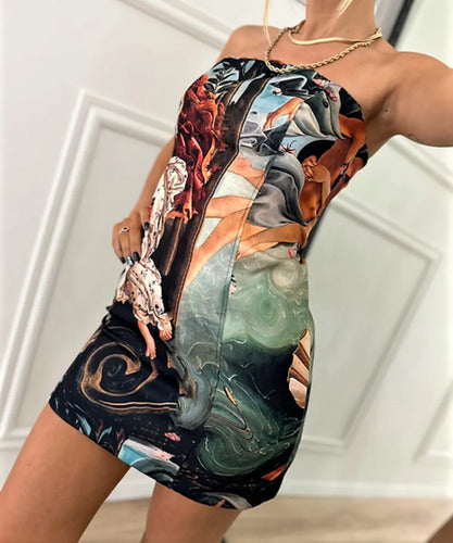 Vestido Strapless Fiesta Noche Venus Cupido Arte