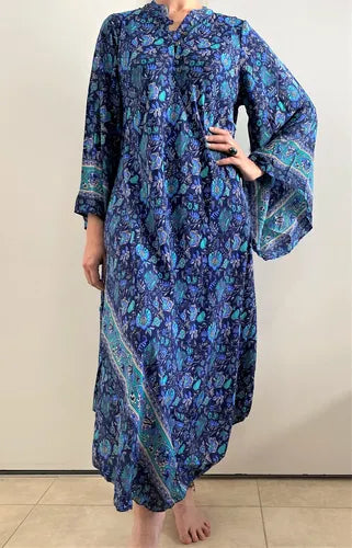 Vestido Mangas Oxford Importado Seda Hindú