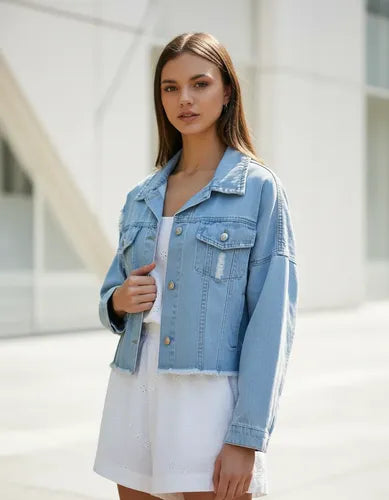 Campera De Jean Chaqueta Denim Nueva 2da Seleccion Celeste M Liso