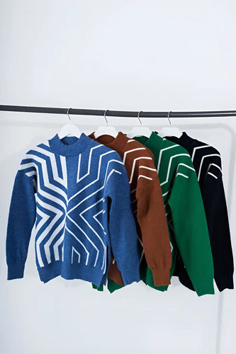 Sweater Pullover Tejido  Geometrico