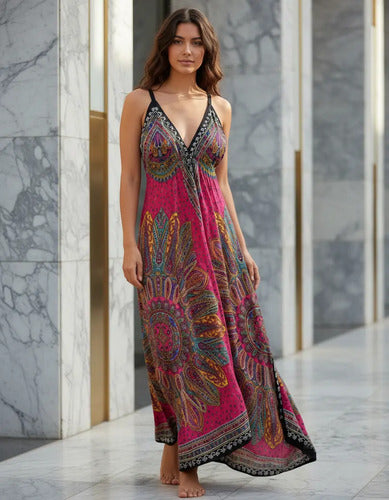 Vestido Solero Largo Importado India Boho Tipo Rapsodia