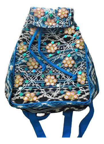 Mochila Bordada Estilo Folk Lentejuelas