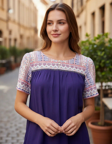 Remera Blusa Importada  Talle Xs S Violeta Oscuro Lisa S