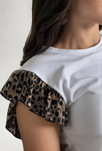 Remera De Algodón Y Lurex Animal Print