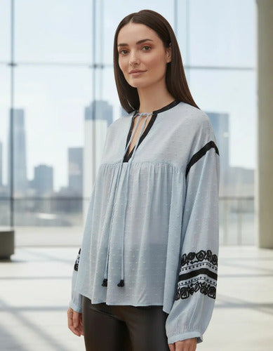 Camisa Blusa  Boho Plumetí Bordada Importada