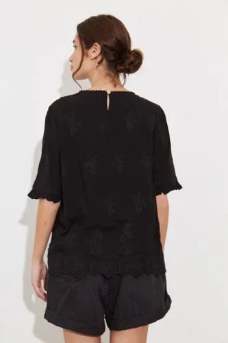 Camisa Blusa Importada Estilo Boho Bordada Negro L