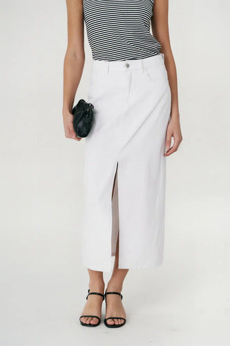 Jean Falda Pollera Larga Beige
