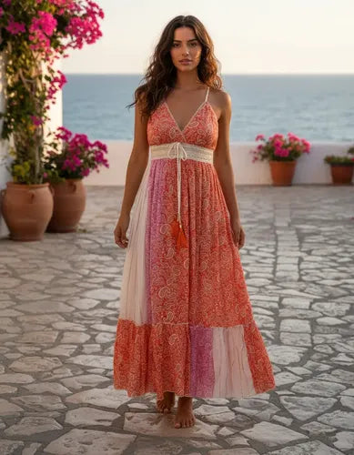 Vestido Sin Mangas Largo De India Con Lurex