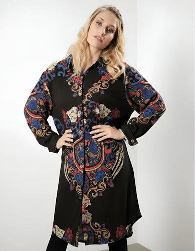 Camisa Vestido Largo Lanilla Importado Mandalas Estilo Boho