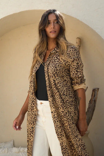 Vestido Largo Estilo Camisero Estampado Boho