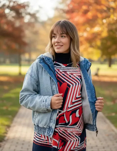 Campera De Jean Con Piel Importada