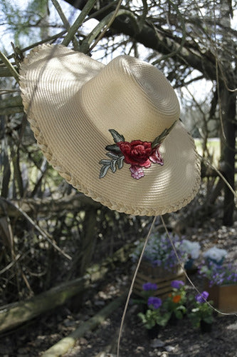 Capelina Sombrero Boho Folk Bordado Importado  Marrón Claro U