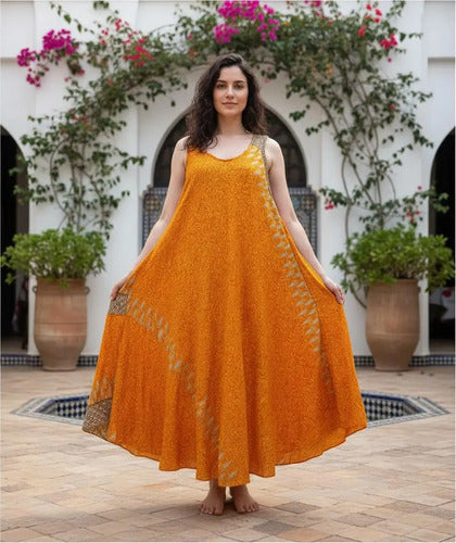 Vestido Solero Seda Hindu  Modelo Amplio