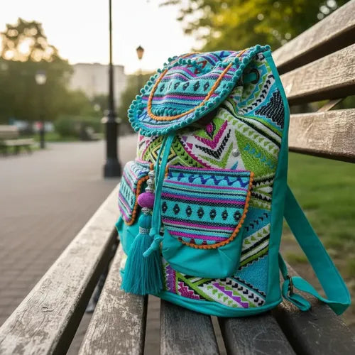 Mochila Bordada Estilo Folk