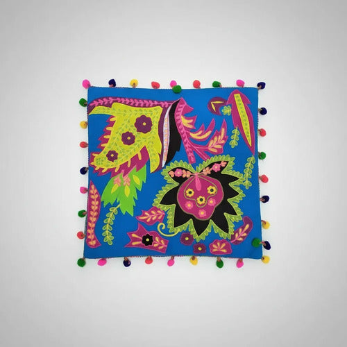 Funda De Almohadón Bordada Importada India 45 X 45