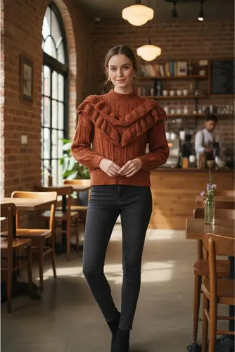 Sweater Tejido Importado Modelo Amplio Negro Liso Único