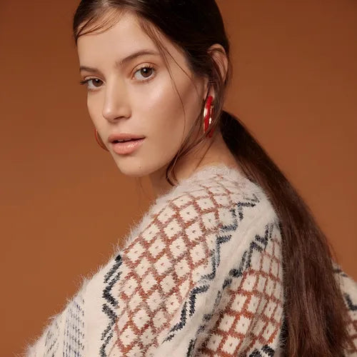 Ponchos Ruanas Sweaters Tejidos  Amplios  Rosa Tejido L