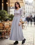 Vestido Largo De Algodón Marca Vestite Y Andate Gris Rayas S