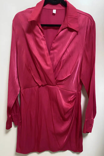 Vestido Corto De Seda Manga Larga De Fiesta Noche