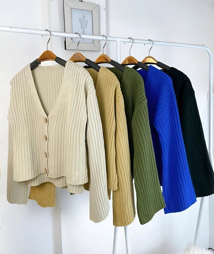 Cárdigan Saco Saquito Oxford Beige Liso Unico