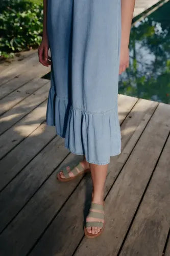 Vestido  Solero De Jean  Camisero  Denim Celeste L