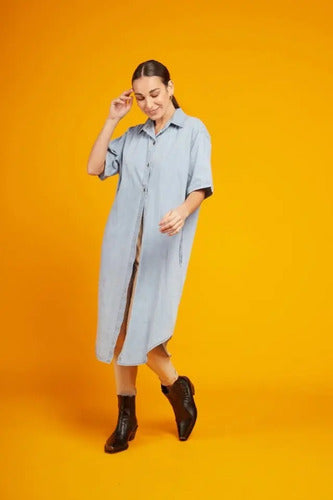 Camisa De Jean Larga Denim Nueva De 2da Selección Celeste Lisa L