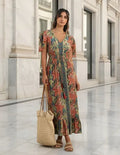 Vestido De Seda Hindú Mod. 6 Multicolor Estampado Único