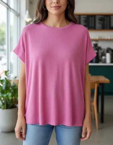 Remera De Morley Amplia Fucia Lisa Único Mini Ribb