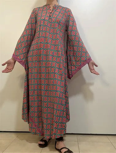 Vestido Mangas Oxford Importado Seda Hindú