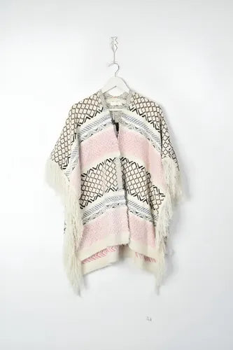 Ponchos Ruanas Sweaters Tejidos  Amplios  Rosa Tejido L