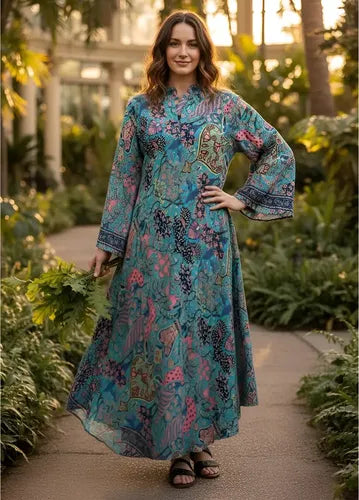 Vestido Mangas Oxford Importado Seda Hindú