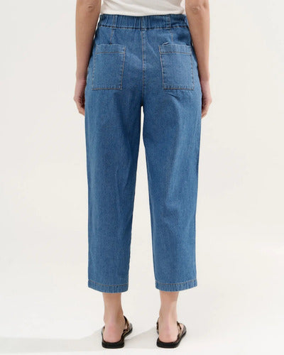 Pantalón  Capri De Jean Denim Azul Claro Liso S