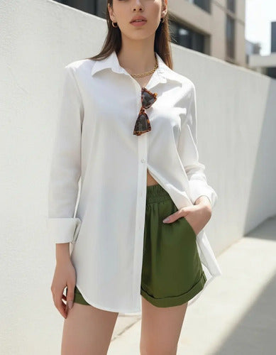 Camisa Larga  Camisola Negra Basica Negro Liso L