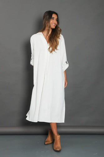 Vestido Largo Talle Grande De India Nuevo 2da Selección Off White Liso Xxl
